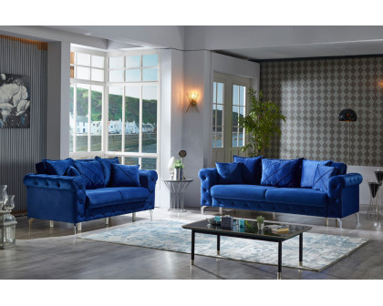 Furnia Riva Convertible Sofa - Dark Blue, Fabric