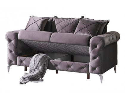 Furnia Riva Convertible Loveseat - Gray, Fabric