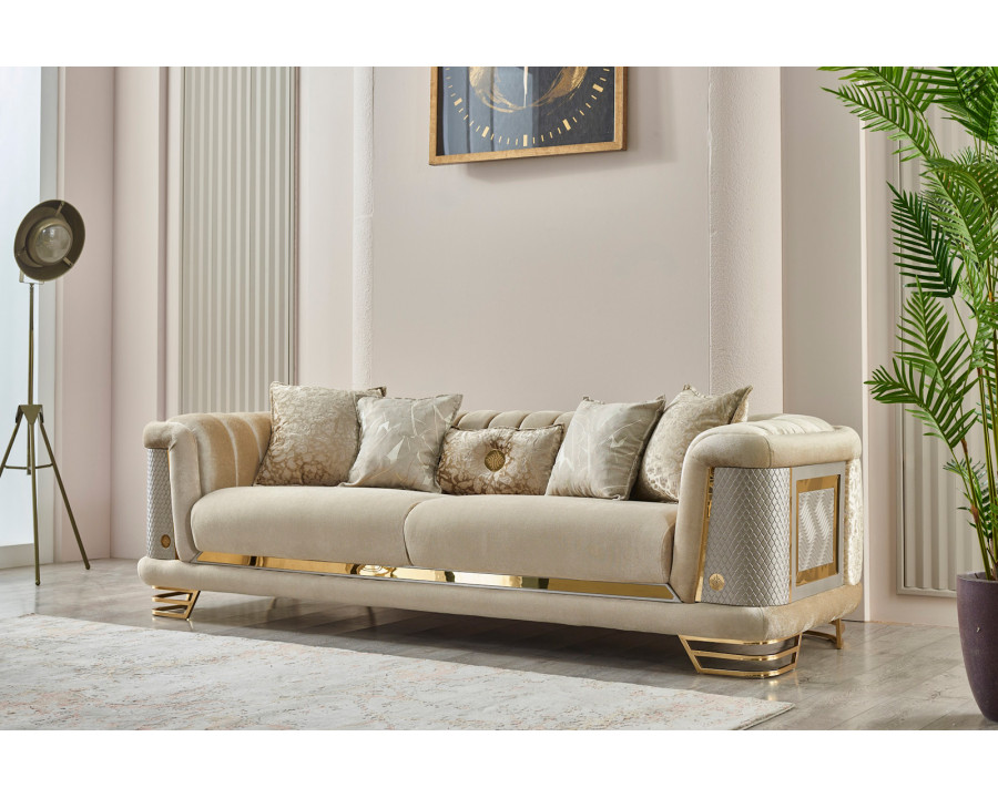 Furnia Romans Stationary Sofa - Beige, Fabric