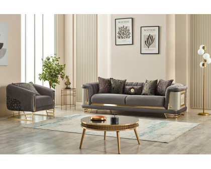 Furnia Romans Stationary Sofa - Gray, Fabric