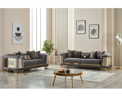 Furnia Romans Stationary Sofa - Gray, Fabric