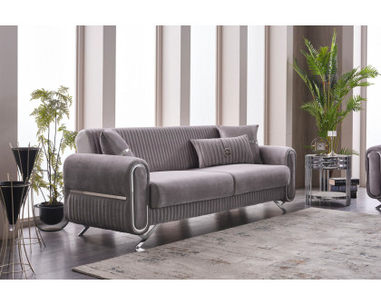 Furnia Royal Convertible Loveseat - Light Gray, Fabric