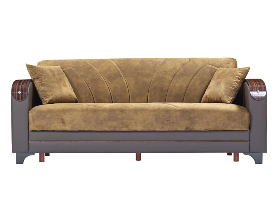 Furnia Senem Convertible Sleeper Sofa - Brown, Fabric