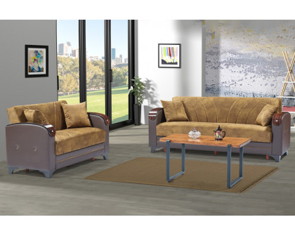 Furnia Senem Convertible Sleeper Sofa - Brown, Fabric