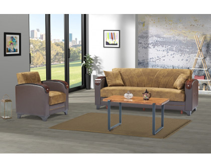 Furnia Senem Convertible Sleeper Sofa - Brown, Fabric