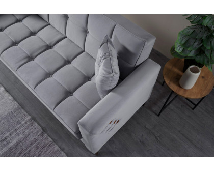 Furnia Step Convertible Sofa - Light Gray, Fabric