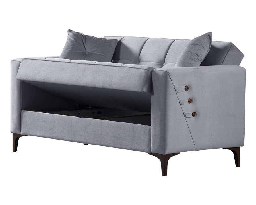 Furnia Step Convertible Loveseat - Light Gray, Fabric