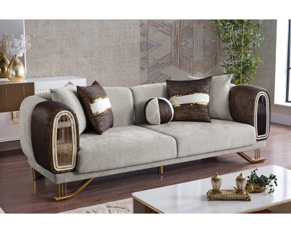 Furnia Valence Stationary Sofa - Silver, Fabric