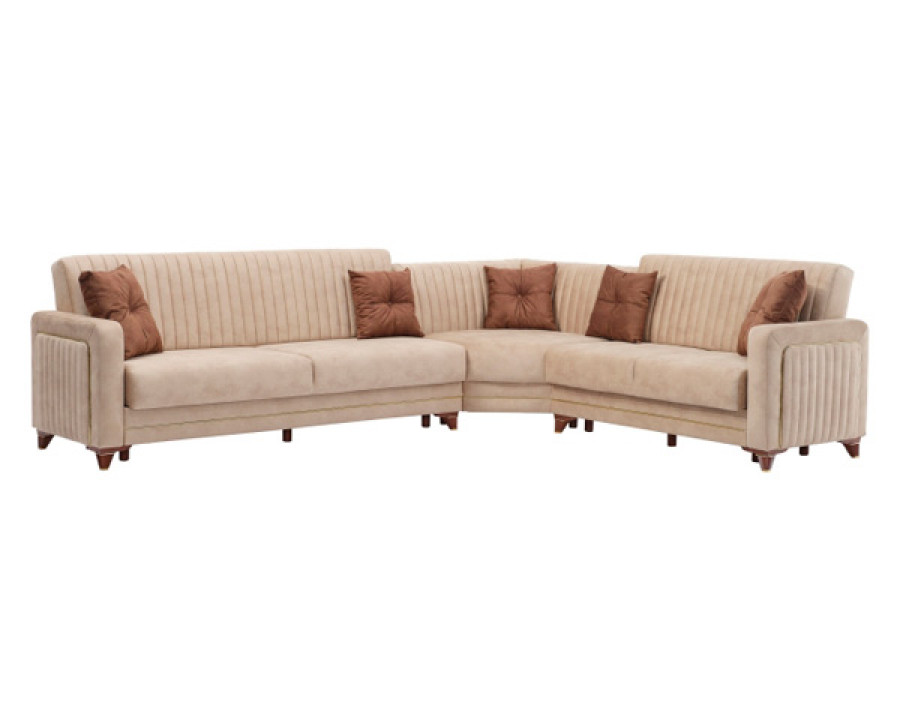 Furnia - Line Modular Right Facing Sectional in Cream, Fabric