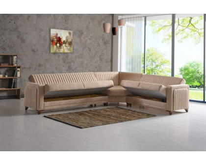 Furnia - Line Modular Right Facing Sectional in Cream, Fabric