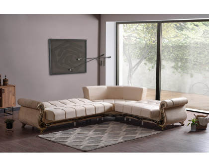 Furnia Karizma Modular Right Facing Sectional - Beige, Fabric