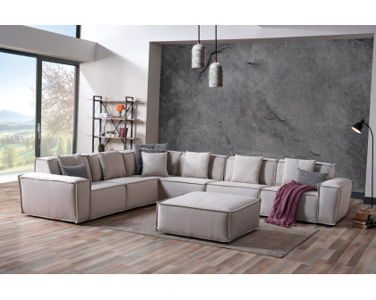 Furnia Padova Modular Sectional with Ottoman - Cream, Fabric