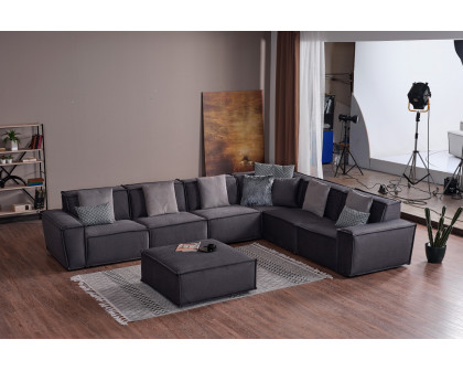 Furnia Padova Modular Sectional with Ottoman - Gray, Fabric