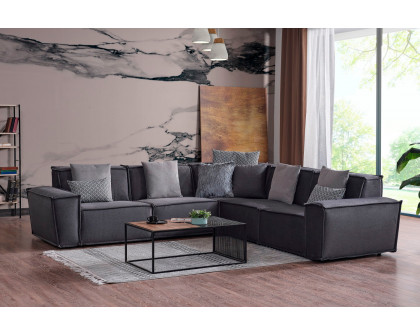 Furnia Padova Modular Sectional with Ottoman - Gray, Fabric