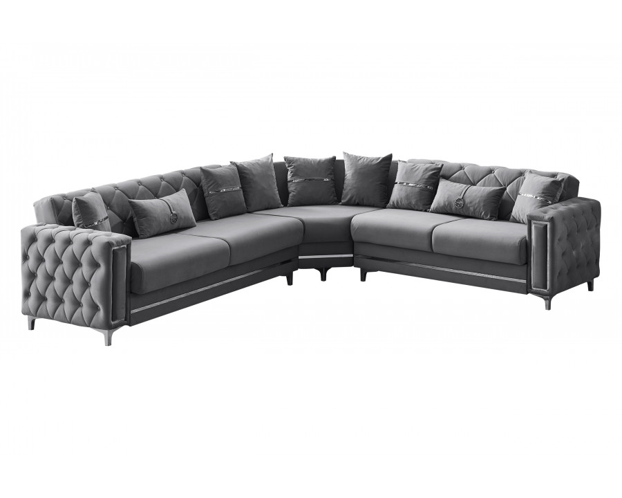 Furnia - Bolivya Modular Right Facing Sectional in Gray, Fabric