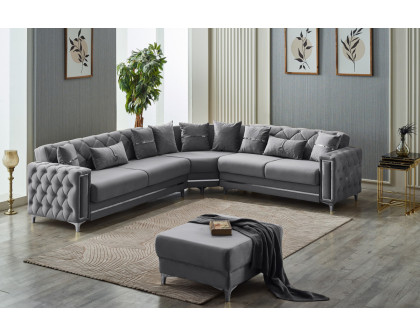 Furnia - Bolivya Modular Right Facing Sectional in Gray, Fabric