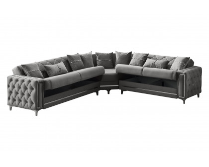 Furnia - Bolivya Modular Right Facing Sectional in Gray, Fabric