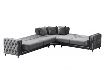 Furnia - Bolivya Modular Right Facing Sectional in Gray, Fabric