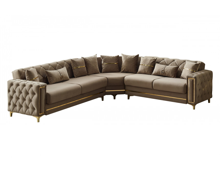 Furnia - Bolivya Modular Right Facing Sectional in Beige, Fabric