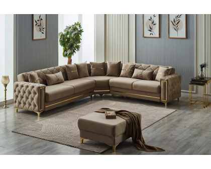 Furnia - Bolivya Modular Right Facing Sectional in Beige, Fabric