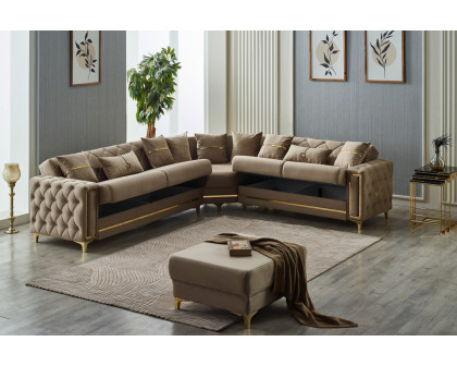 Furnia - Bolivya Modular Right Facing Sectional in Beige, Fabric