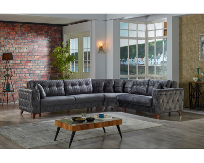 Furnia Lizbon Modular Left Facing Sectional - Gray, Fabric