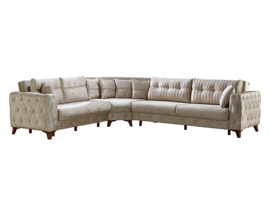 Furnia Lizbon Modular Left Facing Sectional - Cream, Fabric