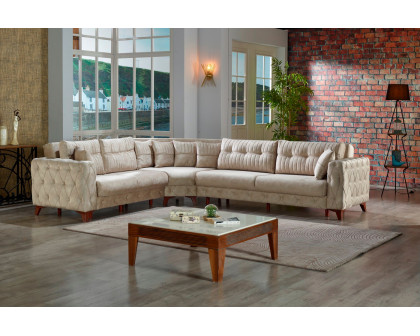 Furnia Lizbon Modular Left Facing Sectional - Cream, Fabric