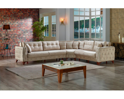 Furnia Lizbon Modular Left Facing Sectional - Cream, Fabric