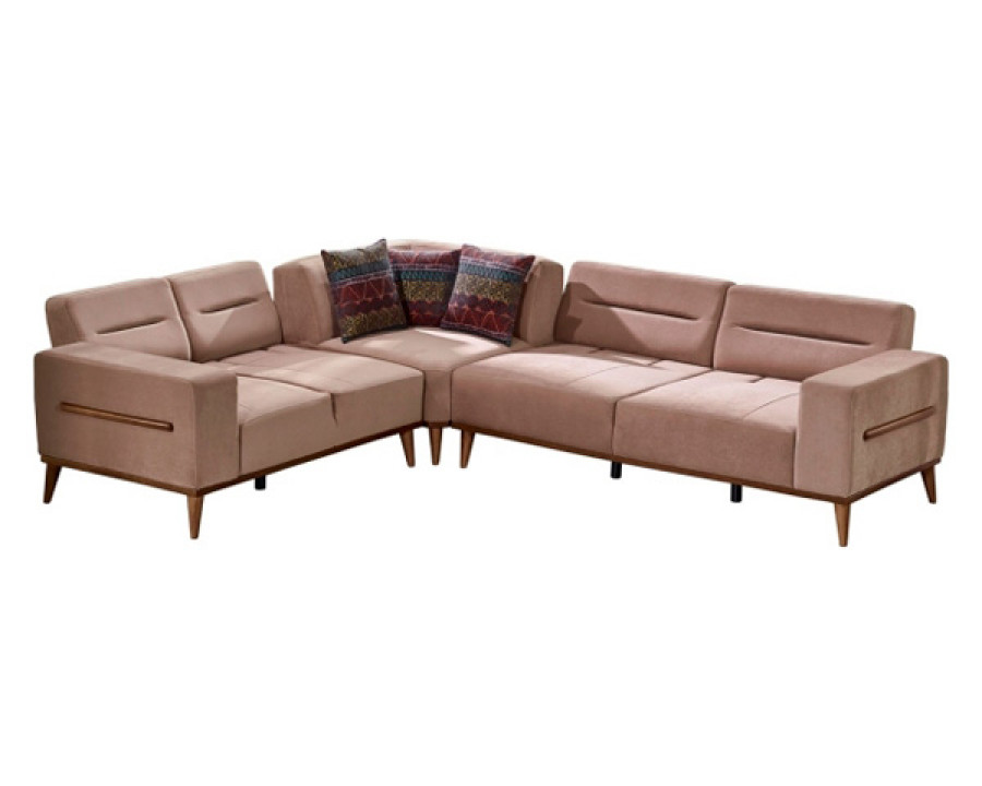 Furnia - Odesa Modular Left Facing Sectional in Brown, Fabric