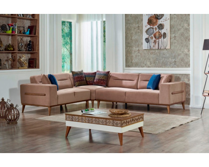 Furnia - Odesa Modular Left Facing Sectional in Brown, Fabric