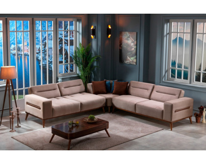 Furnia - Odesa Modular Left Facing Sectional in Brown, Fabric