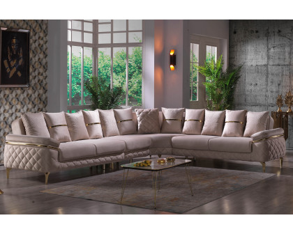 Furnia - Orlando Modular Right Facing Sectional in Cream, Fabric