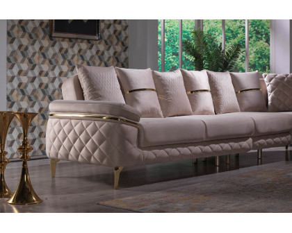 Furnia - Orlando Modular Right Facing Sectional in Cream, Fabric