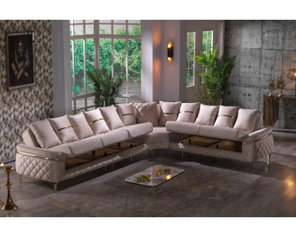 Furnia - Orlando Modular Right Facing Sectional in Cream, Fabric