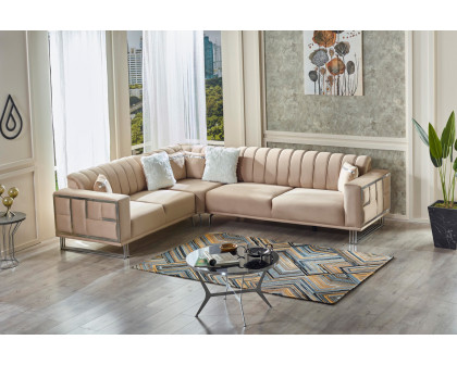 Furnia Puzzle Modular Right Facing Sectional - Cream, Fabric