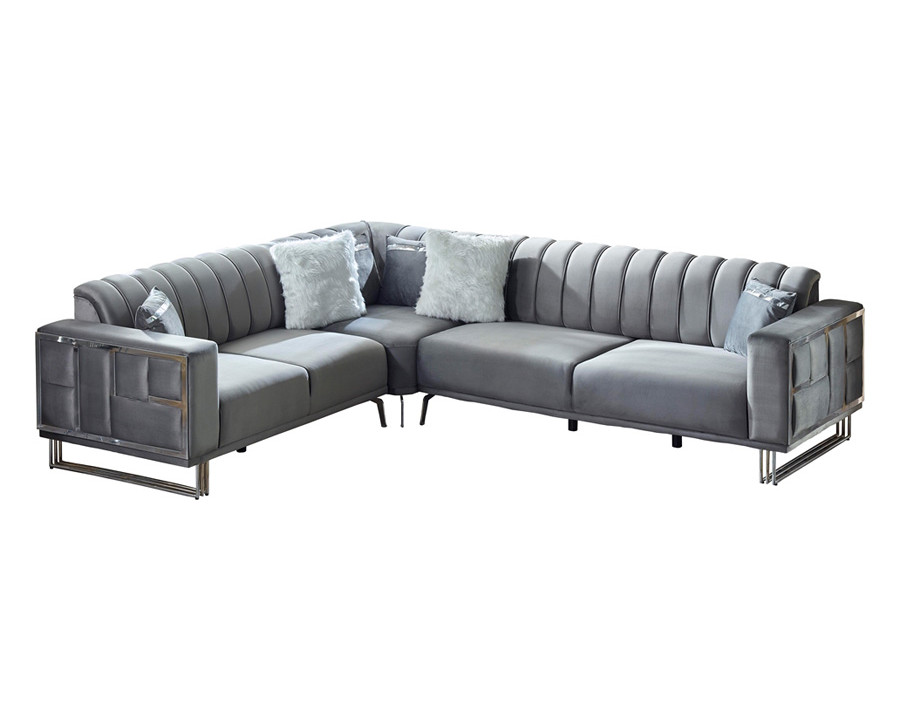 Furnia Puzzle Modular Left Facing Sectional - Light Gray, Fabric