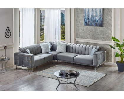 Furnia Puzzle Modular Left Facing Sectional - Light Gray, Fabric