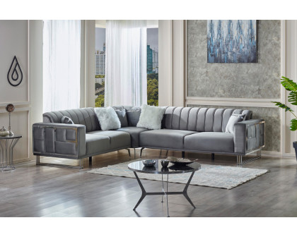 Furnia Puzzle Modular Left Facing Sectional - Light Gray, Fabric