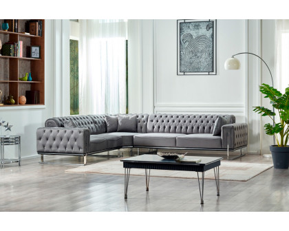 Furnia - Rolex Modular Left Facing Sectional in Gray, Fabric