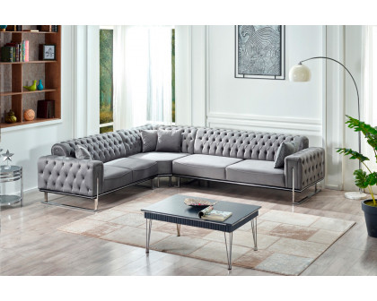 Furnia - Rolex Modular Left Facing Sectional in Gray, Fabric