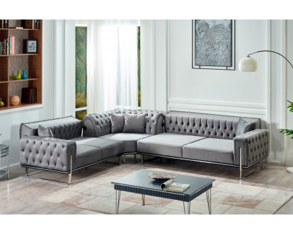 Furnia - Rolex Modular Left Facing Sectional in Gray, Fabric