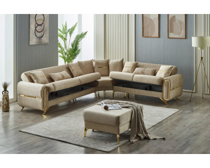 Furnia Royal Modular Right Facing Sectional - Beige, Fabric