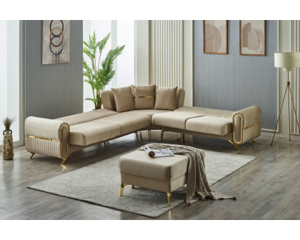 Furnia Royal Modular Right Facing Sectional - Beige, Fabric