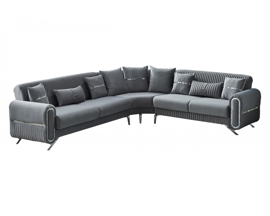 Furnia Royal Modular Right Facing Sectional - Gray, Fabric