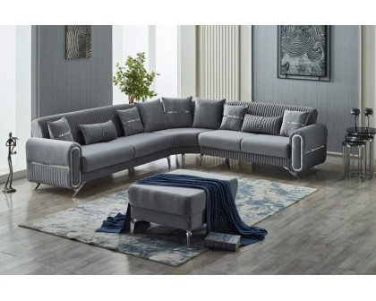 Furnia Royal Modular Right Facing Sectional - Gray, Fabric