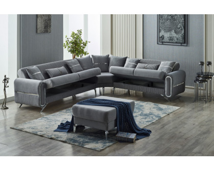 Furnia Royal Modular Right Facing Sectional - Gray, Fabric