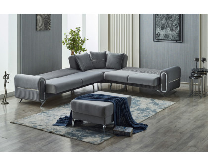 Furnia Royal Modular Right Facing Sectional - Gray, Fabric