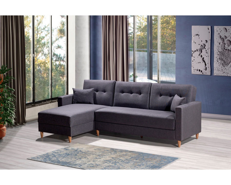 Furnia - Scandi Modular Left Facing Sectional in Gray, Fabric