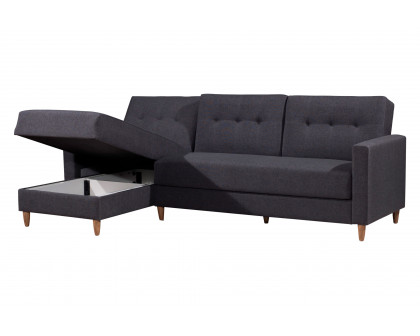 Furnia - Scandi Modular Left Facing Sectional in Gray, Fabric